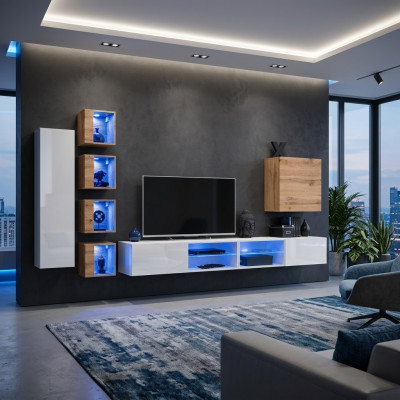 Mobili da soggiorno: armadio designer, scaffali da parete, credenza, armadietto a muro.