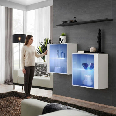 Soggiorno moderno con mobile tv, set di mobili in legno completamente nuovo.