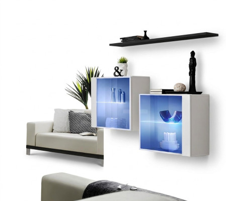 Soggiorno moderno con mobile tv, set di mobili in legno completamente nuovo.