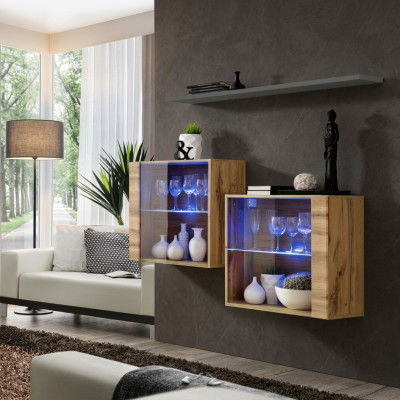 Moderno design parete attrezzata soggiorno armadi marroni arredamento di lusso.