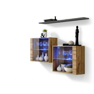 Moderno design parete attrezzata soggiorno armadi marroni arredamento di lusso.