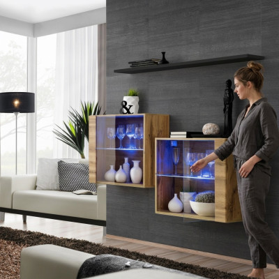 Mobili moderni di lusso per soggiorno da 130 cm, set completo per arredare il soggiorno, 3 pezzi.