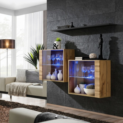Mobili moderni di lusso per soggiorno da 130 cm, set completo per arredare il soggiorno, 3 pezzi.