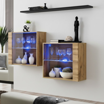 Mobili moderni di lusso per soggiorno da 130 cm, set completo per arredare il soggiorno, 3 pezzi.