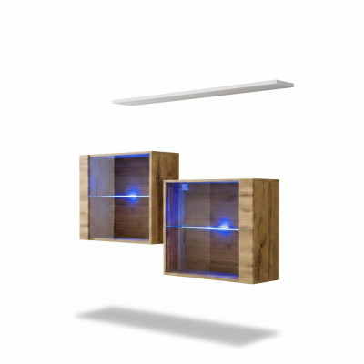 Braun set di mobili da soggiorno di lusso 3 pezzi, nuovo set da soggiorno di lusso, scaffale da parete in legno.