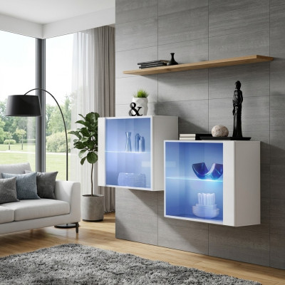 Set di arredamento di lusso per parete soggiorno in legno. Mobili moderni per il soggiorno.