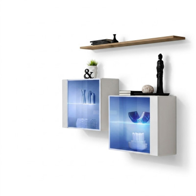 Set di arredamento di lusso per parete soggiorno in legno. Mobili moderni per il soggiorno.