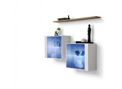 Set di arredamento di lusso per parete soggiorno in legno. Mobili moderni per il soggiorno.