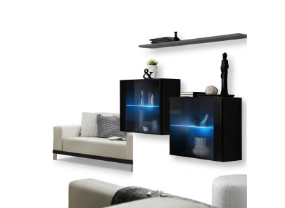 Mobile soggiorno in legno Arredamento di lusso Design Set completo 3 pezzi Mensola da parete