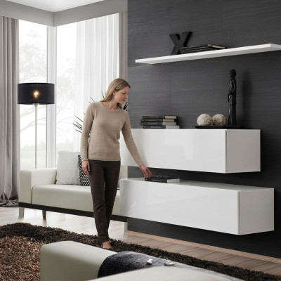 Garnitura Bianca Set completo di 3 pezzi Scaffale parete Moderno Design