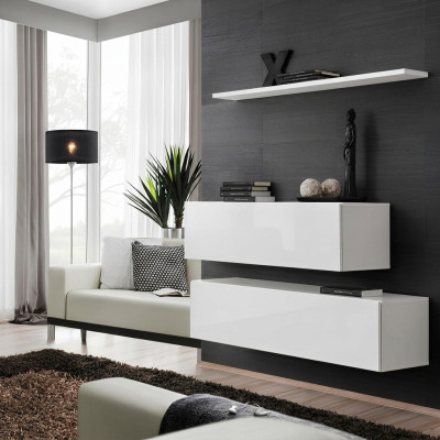 Garnitura Bianca Set completo di 3 pezzi Scaffale parete Moderno Design