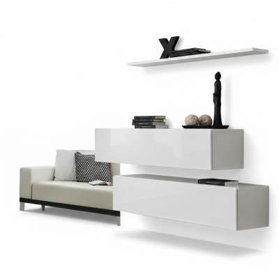 Garnitura Bianca Set completo di 3 pezzi Scaffale parete Moderno Design