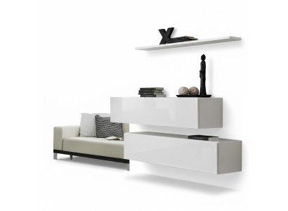Garnitura Bianca Set completo di 3 pezzi Scaffale parete Moderno Design