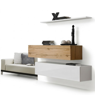 Mobile parete 130 cm Design 2x mobile sospeso Set mobili in legno soggiorno