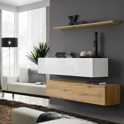 Arredamento designer Braun 2x armadio a parete mobile in legno set mobili da soggiorno di lusso