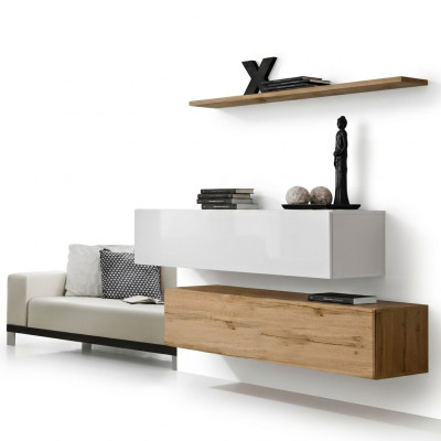 Arredamento designer Braun 2x armadio a parete mobile in legno set mobili da soggiorno di lusso
