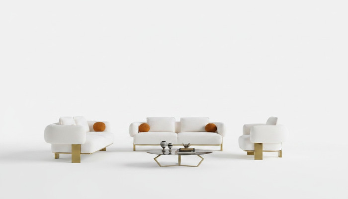 Set di divani completo per soggiorno, design moderno di lusso, poltrona nuova.
