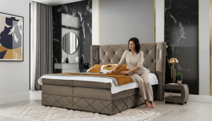 2 comodini camera da letto completo 3 pezzi Letto di lusso moderno Arredamento in legno