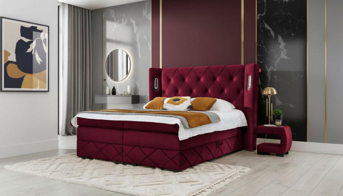 Set da camera da letto design 6 pezzi Letto completo Comodino in legno Moderno Letto imbottito