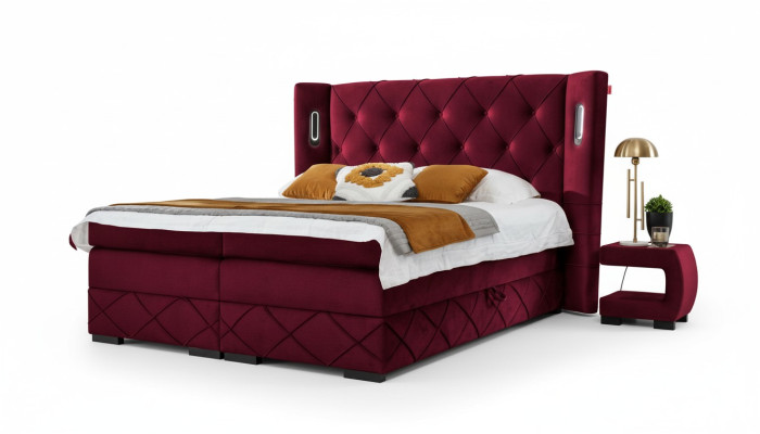 Set da camera da letto design 6 pezzi Letto completo Comodino in legno Moderno Letto imbottito