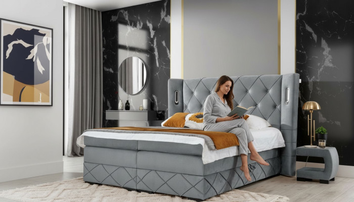 Set camera da letto Letto 2x Comodino Moderno Completo Mobili di lusso in legno Arredamento