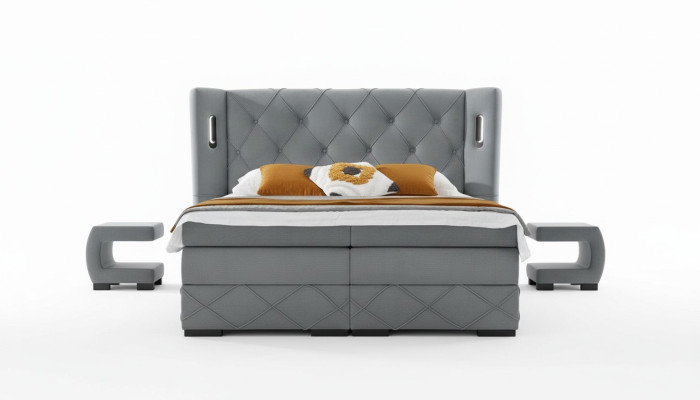 Set camera da letto Letto 2x Comodino Moderno Completo Mobili di lusso in legno Arredamento