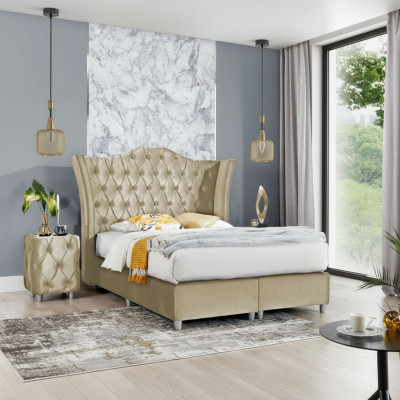 Camera da letto di lusso Letto imbottito 2 comodini Letto 3 pezzi Set Design Arredamento