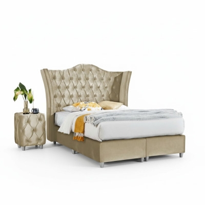 Camera da letto di lusso Letto imbottito 2 comodini Letto 3 pezzi Set Design Arredamento