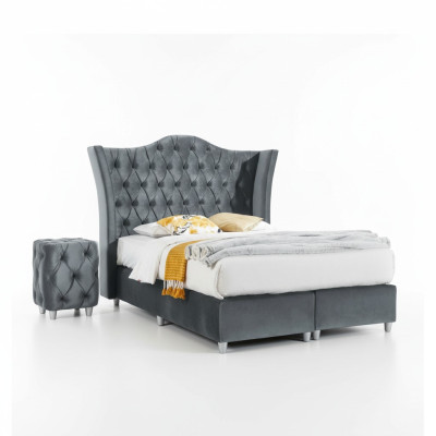 Set da camera da letto di design lussuoso con letto, 2 comodini in legno. Completamente nuovo.