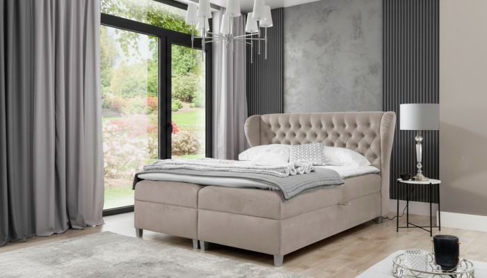 Letto matrimoniale di lusso Chesterfield per camera da letto, letto imbottito moderno con arredamento.
