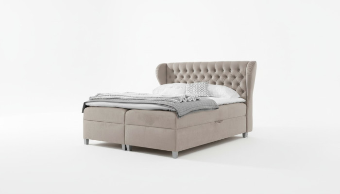 Letto matrimoniale di lusso Chesterfield per camera da letto, letto imbottito moderno con arredamento.