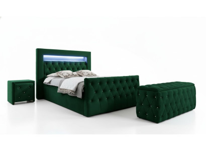 Set da camera da letto verde Completo Letto matrimoniale Pouf Consolle