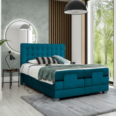 Camera da letto Letto Letto imbottito Moderno Blu Letto matrimoniale Design Tessile Lusso