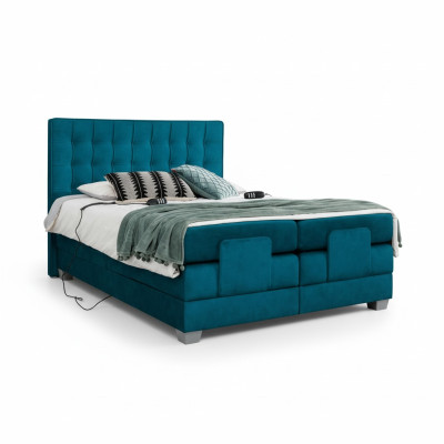 Camera da letto Letto Letto imbottito Moderno Blu Letto matrimoniale Design Tessile Lusso