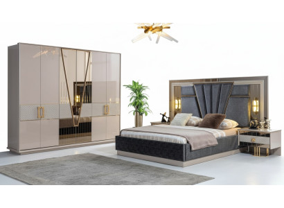 Moderno design di set da camera da letto Arredamento con mobili nuovi letto con 2 comodini
