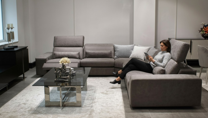Divano a L Moderno Set da Salotto Design Tavolino Couchtisch