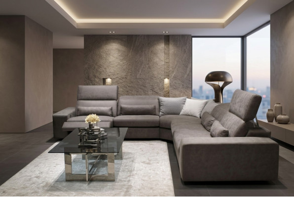 Divano a L Moderno Set da Salotto Design Tavolino Couchtisch