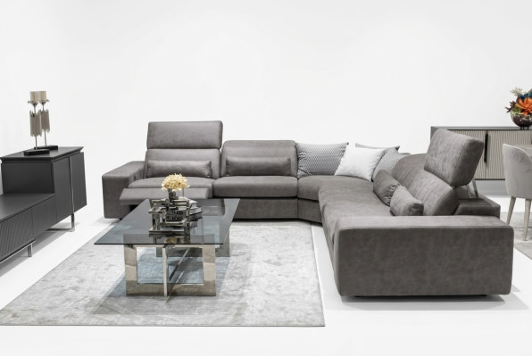 Divano a L Moderno Set da Salotto Design Tavolino Couchtisch