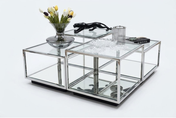 Tavolino moderno in vetro, arredamento per il soggiorno, design e arredamento nuovi.