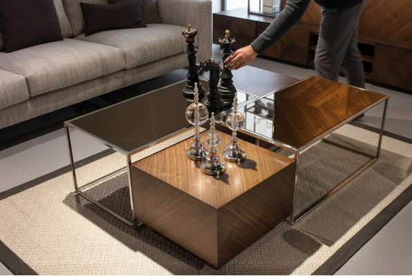 Tavolino da salotto di lusso in legno con design in vetro moderno nuovo