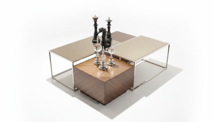 Tavolino da salotto di lusso in legno con design in vetro moderno nuovo