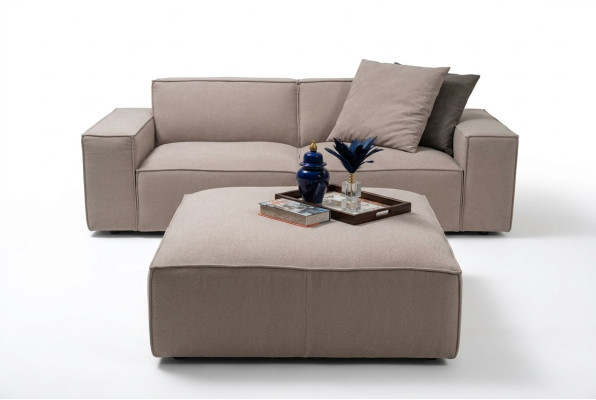 Soggiorno Mobili di lusso Completo 2pz Design Divano a 3 posti Arredamento Puff