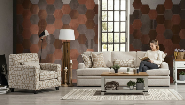 Mobili soggiorno Set divano 2 pezzi Divano a tre posti Moderno Poltrona Design