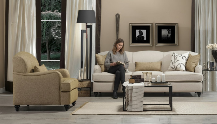Set divano 2 pezzi Divano a tre posti Moderno Poltrona Set di divani Design Soggiorno