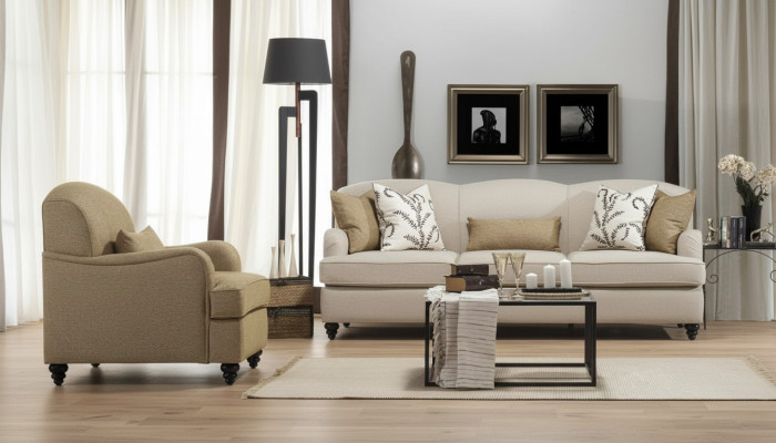 Set divano 2 pezzi Divano a tre posti Moderno Poltrona Set di divani Design Soggiorno