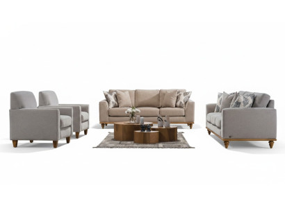 Set da soggiorno 4 pezzi: 2 divani a tre posti, design moderno 2 poltrone, mobili nuovi.