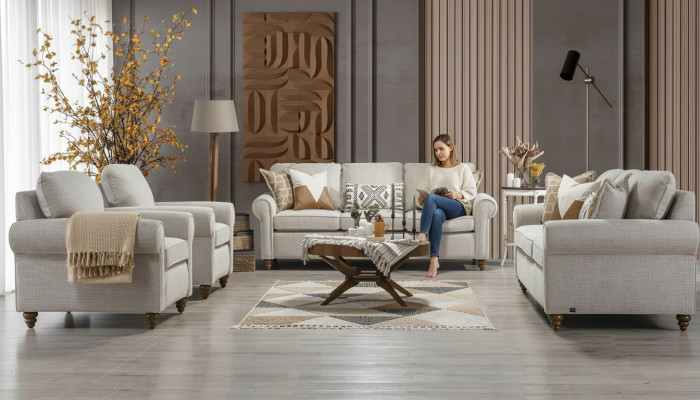Set di divani soggiorno design moderno mobili 2x divano tre posti 2x poltrona