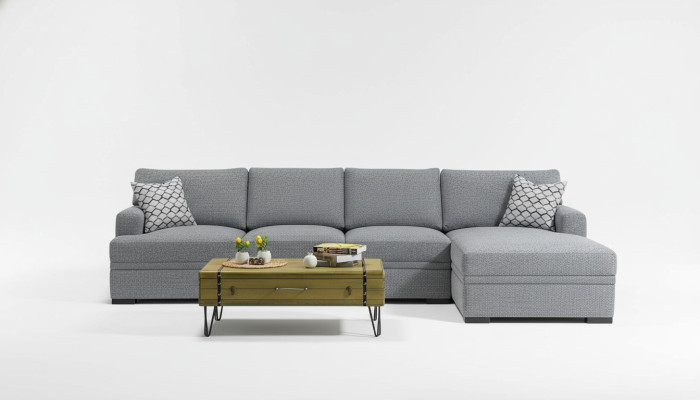 Divano ad angolo a L moderno grigio stile soggiorno divano design arredamento.