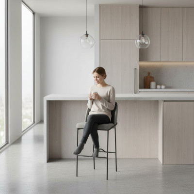 Sgabelli da bar per sala da pranzo Design Sgabelli da bar Sedia imbottita Moderno Grigio