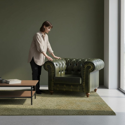 Poltrona Chesterfield Verde Design Moderno Sedia Nuova Arredamento Soggiorno